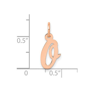 14k Rose Gold Small Script Letter O Initial Charm