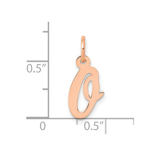 14k Rose Gold Small Script Letter O Initial Charm