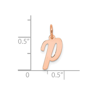 14k Rose Gold Small Script Letter P Initial Charm