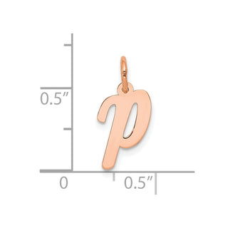 14k Rose Gold Small Script Letter P Initial Charm