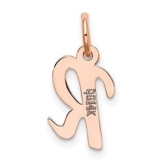 14k Rose Gold Small Script Letter R Initial Charm