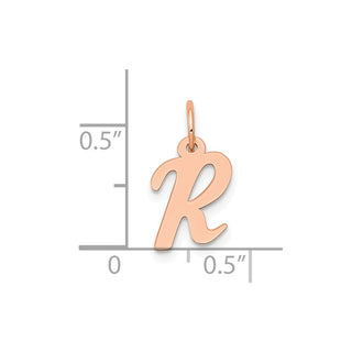 14k Rose Gold Small Script Letter R Initial Charm