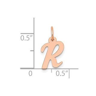 14k Rose Gold Small Script Letter R Initial Charm