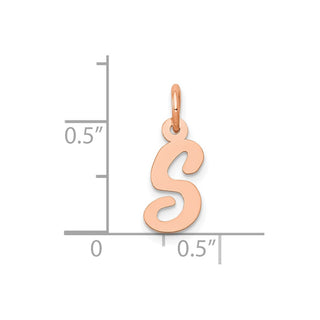 14k Rose Gold Small Script Letter S Initial Charm