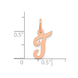 14k Rose Gold Small Script Letter T Initial Charm