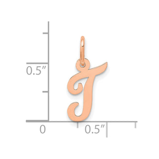 14k Rose Gold Small Script Letter T Initial Charm