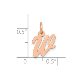 14k Rose Gold Small Script Letter W Initial Charm