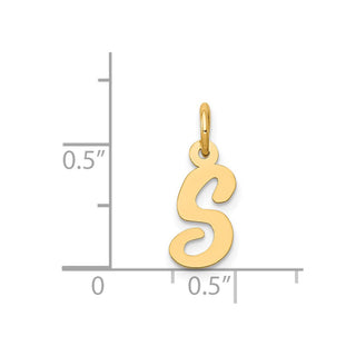 14k Yellow Gold Small Script Initial S Charm
