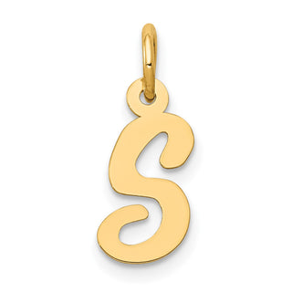 14k Yellow Gold Small Script Initial S Charm