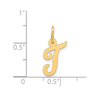 14k Yellow Gold Small Script Initial T Charm