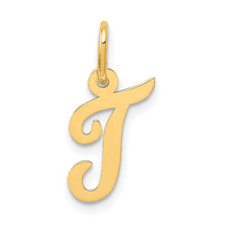 14k Yellow Gold Small Script Initial T Charm