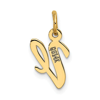 14k Yellow Gold Small Script Initial V Charm