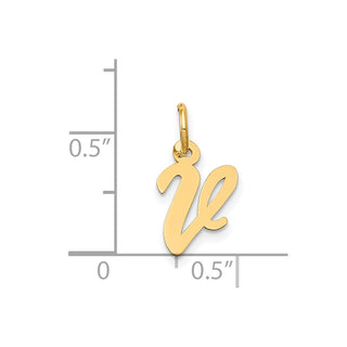 14k Yellow Gold Small Script Initial V Charm
