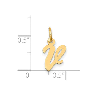 14k Yellow Gold Small Script Initial V Charm