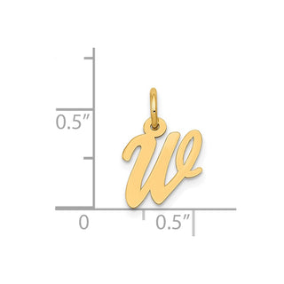 14k Yellow Gold Small Script Initial W Charm