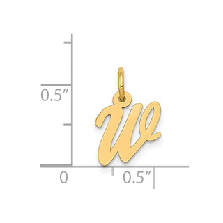 14k Yellow Gold Small Script Initial W Charm