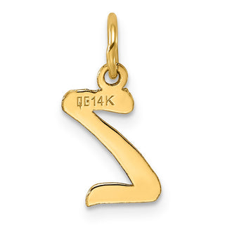 14k Yellow Gold Small Script Initial Z Charm