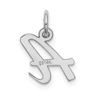 14K White Gold Small Script Initial A Charm