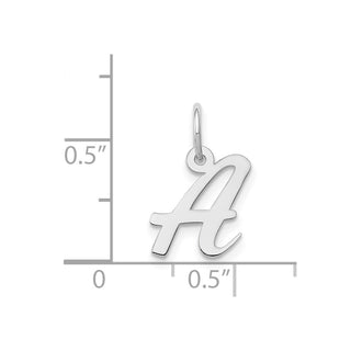 14K White Gold Small Script Initial A Charm