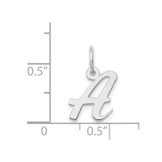 14K White Gold Small Script Initial A Charm