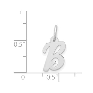 14K White Gold Small Script Initial B Charm