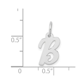 14K White Gold Small Script Initial B Charm