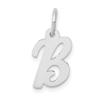 14K White Gold Small Script Initial B Charm