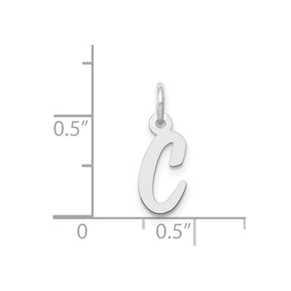 14K White Gold Small Script Initial C Charm