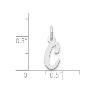 14K White Gold Small Script Initial C Charm
