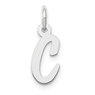 14K White Gold Small Script Initial C Charm