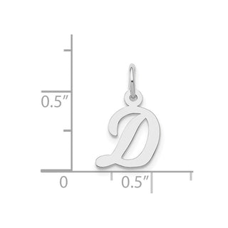 14K White Gold Small Script Initial D Charm