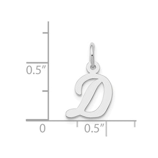 14K White Gold Small Script Initial D Charm