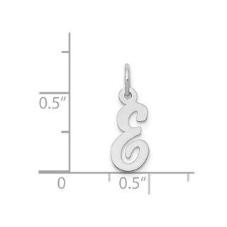 14K White Gold Small Script Initial E Charm