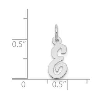 14K White Gold Small Script Initial E Charm