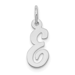 14K White Gold Small Script Initial E Charm