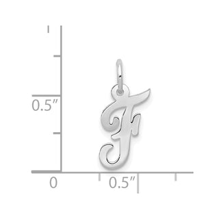 14K White Gold Small Script Initial F Charm