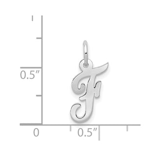 14K White Gold Small Script Initial F Charm