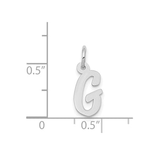 14K White Gold Small Script Initial G Charm