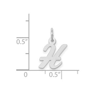 14K White Gold Small Script Initial H Charm