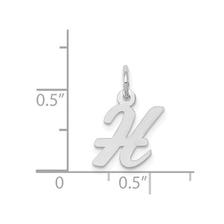 14K White Gold Small Script Initial H Charm