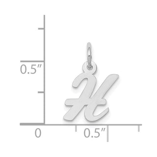 14K White Gold Small Script Initial H Charm