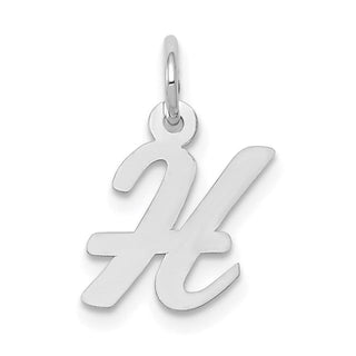 14K White Gold Small Script Initial H Charm