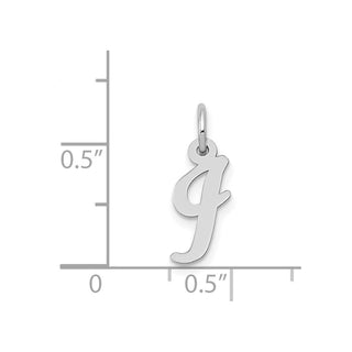 14K White Gold Small Script Initial I Charm