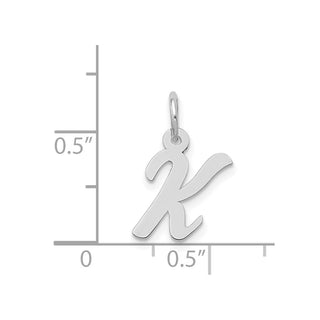 14K White Gold Small Script Initial K Charm