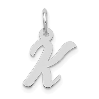 14K White Gold Small Script Initial K Charm