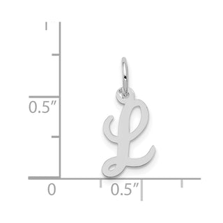 14K White Gold Small Script Initial L Charm
