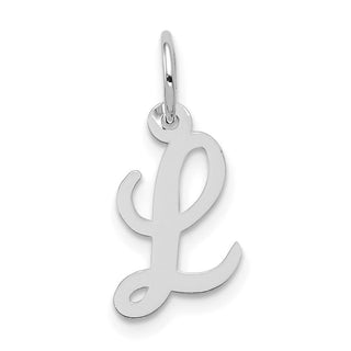 14K White Gold Small Script Initial L Charm
