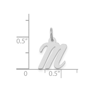 14K White Gold Small Script Initial M Charm