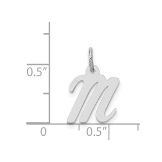 14K White Gold Small Script Initial M Charm