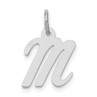 14K White Gold Small Script Initial M Charm